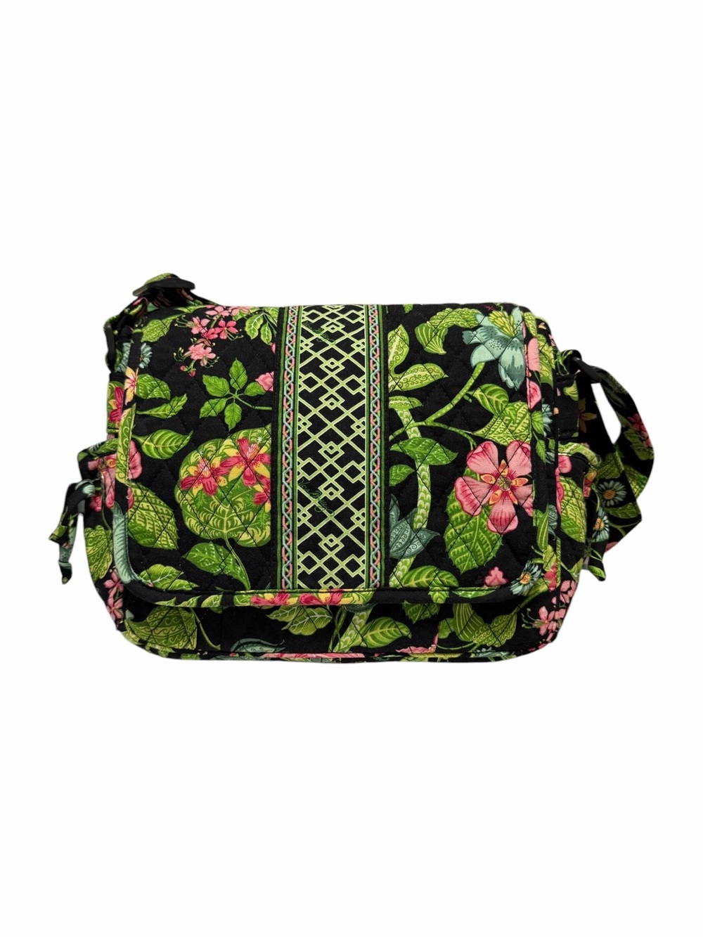 Vera Bradley Black/Green Cotton Shoulder Handbag